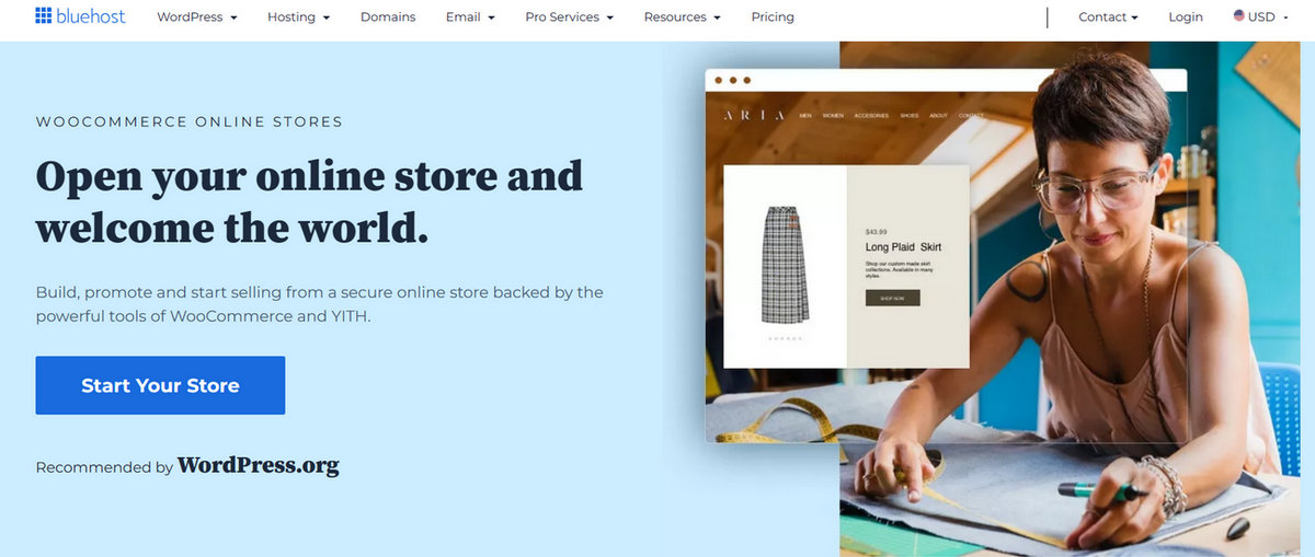 Bluehost ecommerce options
